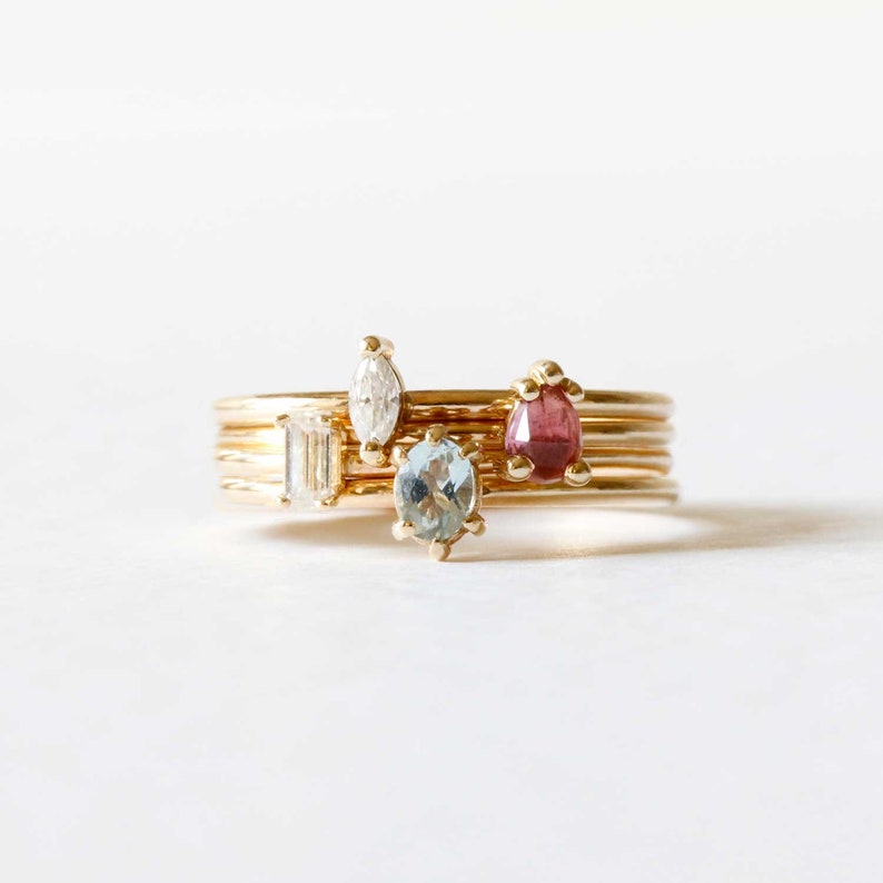 Aquamarine Ring Silver/Gold/Rose Gold aquamarine stacking ring, gold stacking ring, blue ring, dainty ring, delicate ring, gemstone ring image 4