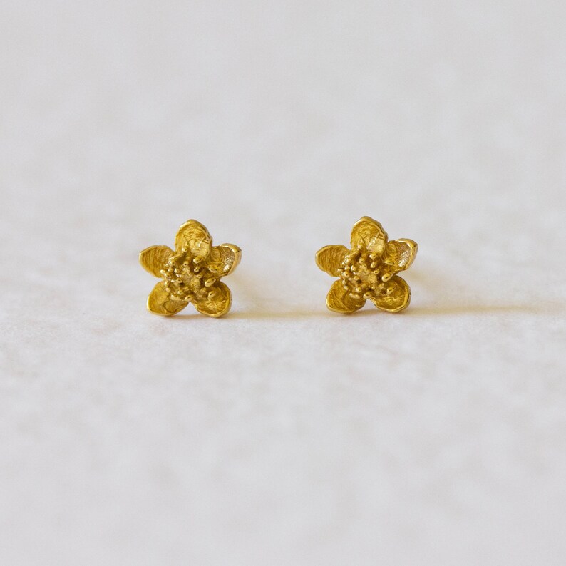 Cherry Blossom Earrings, sakura earrings flower earrings, flower studs, gold studs, tiny studs, small studs, dainty studs, bridal earrings image 1