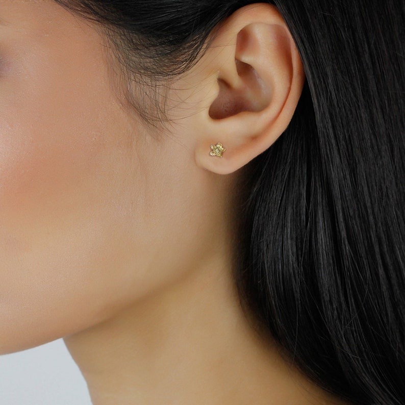 Cherry Blossom Earrings, sakura earrings flower earrings, flower studs, gold studs, tiny studs, small studs, dainty studs, bridal earrings image 4