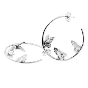 Butterfly Earrings, gold hoop earrings, gold hoops, hoop earrings, butterfly jewelry, hoop earrings gold, gift for wife, valentines gift image 5