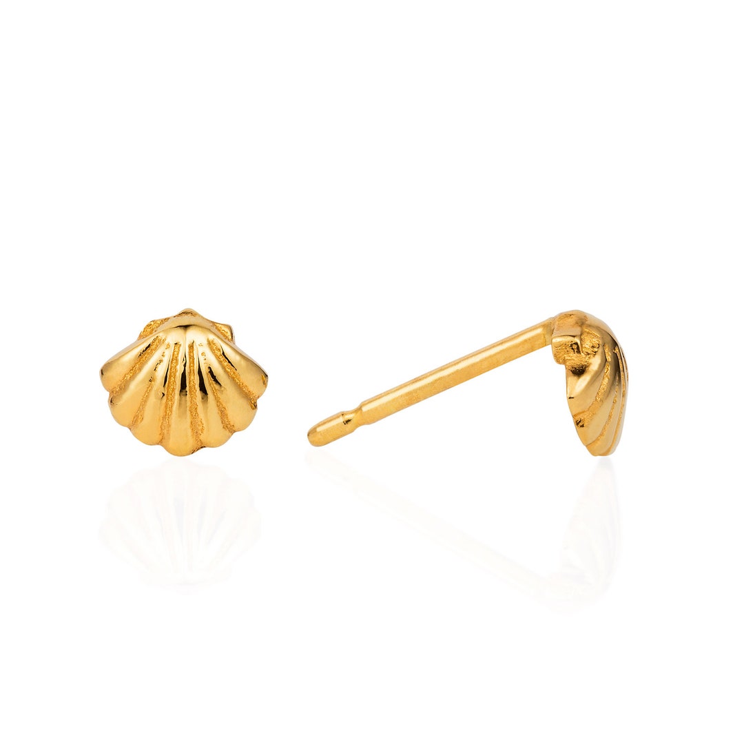 Shell Earrings, Shell Stud Earrings, Shell Studs, Gold Studs, Tiny ...