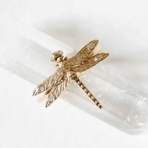 Dragonfly Ring - Diamonds & Moonstones - Silver/Gold/insect ring/gold diamond ring/insect jewelry/insect jewellery