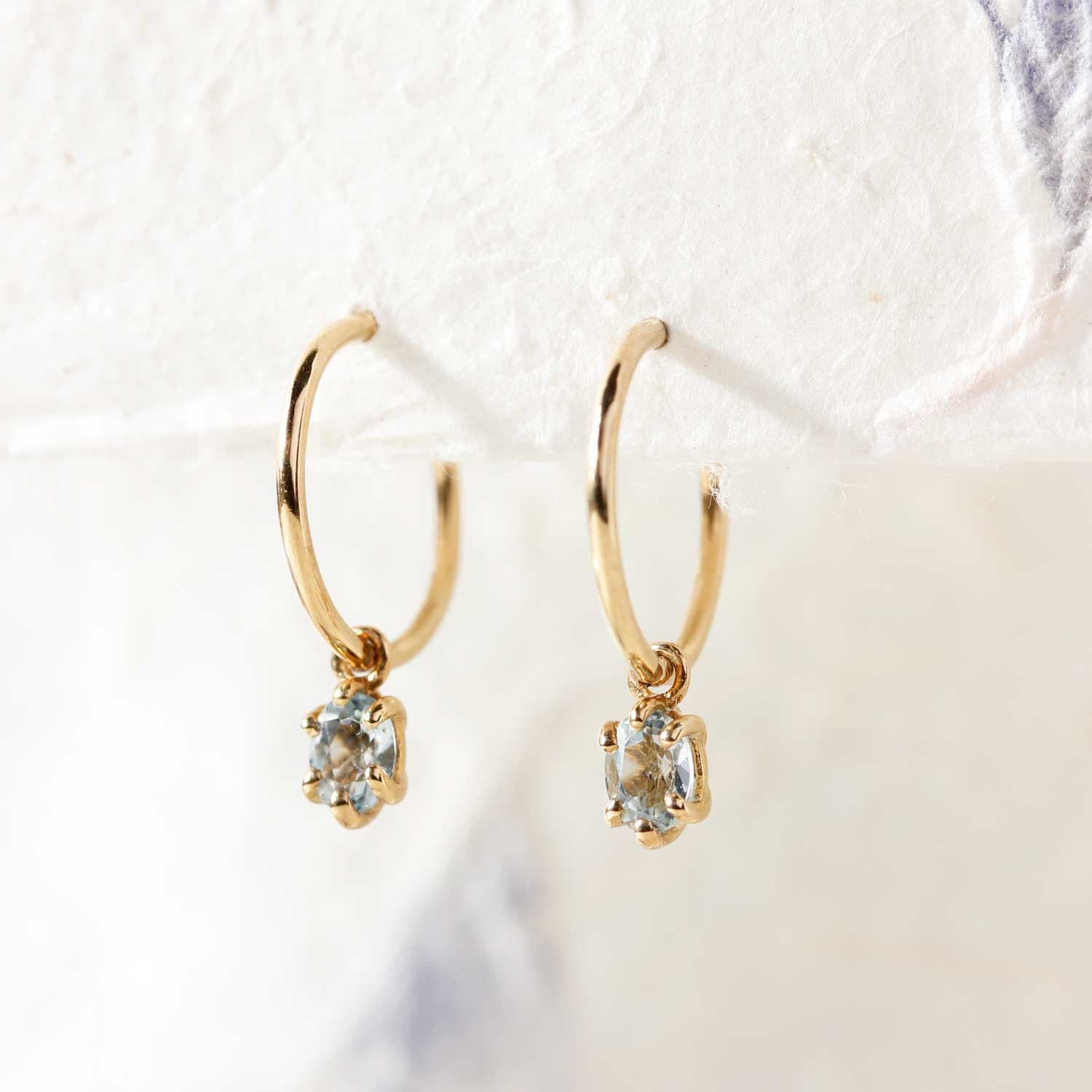 Aquamarine Gold Earrings - Etsy
