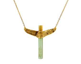 Banana Leaf Tourmaline Totem Necklace - Gold/Silver