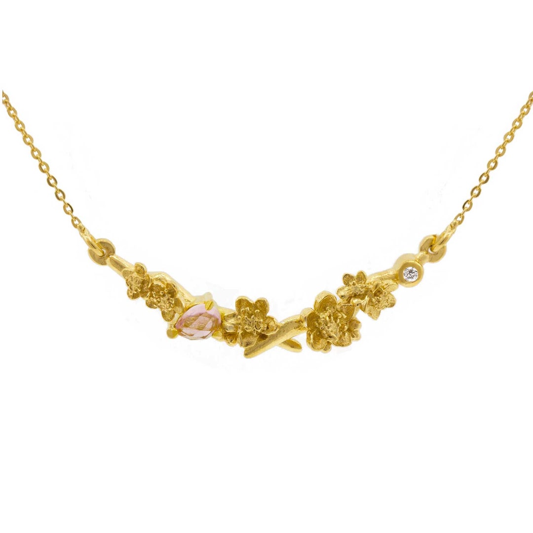 Cherry Blossom Necklace Pink Tourmaline & Diamond Necklace - Etsy