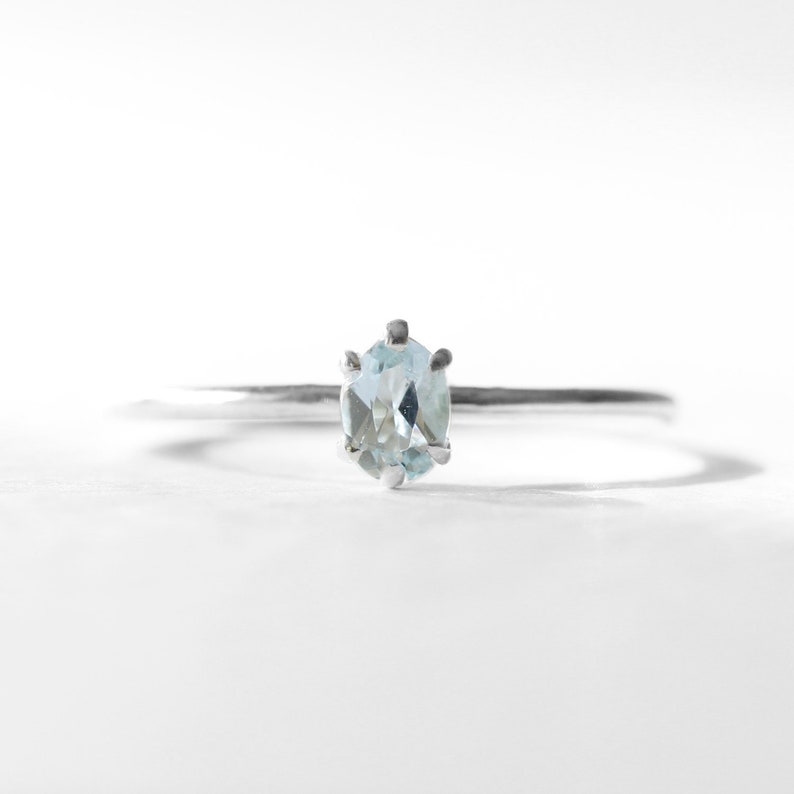 Aquamarine Ring Silver/Gold/Rose Gold aquamarine stacking ring, gold stacking ring, blue ring, dainty ring, delicate ring, gemstone ring image 5