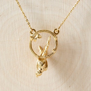 Parakeet Necklace – Small/Upside Down - Silver/Gold - Handmade Necklace, Ring Necked Parakeet, Parrot Necklace, Bird Necklace, Bird Jewelry.
