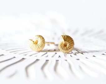 Ammonite earrings - Gold/Silver - shell earrings, delicate earrings, small gold studs, holiday earrings, summer earrings, beach earrings