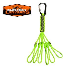 Paracord Small Game Tote Carrier Strap Ground war camo & Neon Green