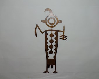 Rusty Patina Metal Petroglyph Art – Southwestern Wall Decor P107