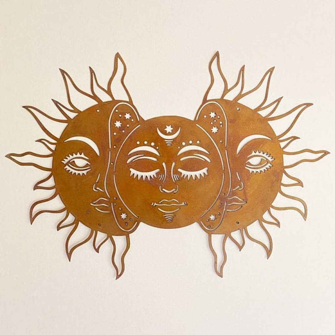 Sun & Moon Metal Wall Art – Rust Patina Steel Decor - Etsy