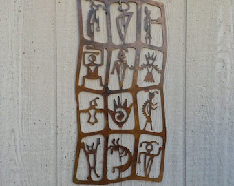 Southwestern Petroglyph Metal Wall Art – Rusty Patina Finish  S74