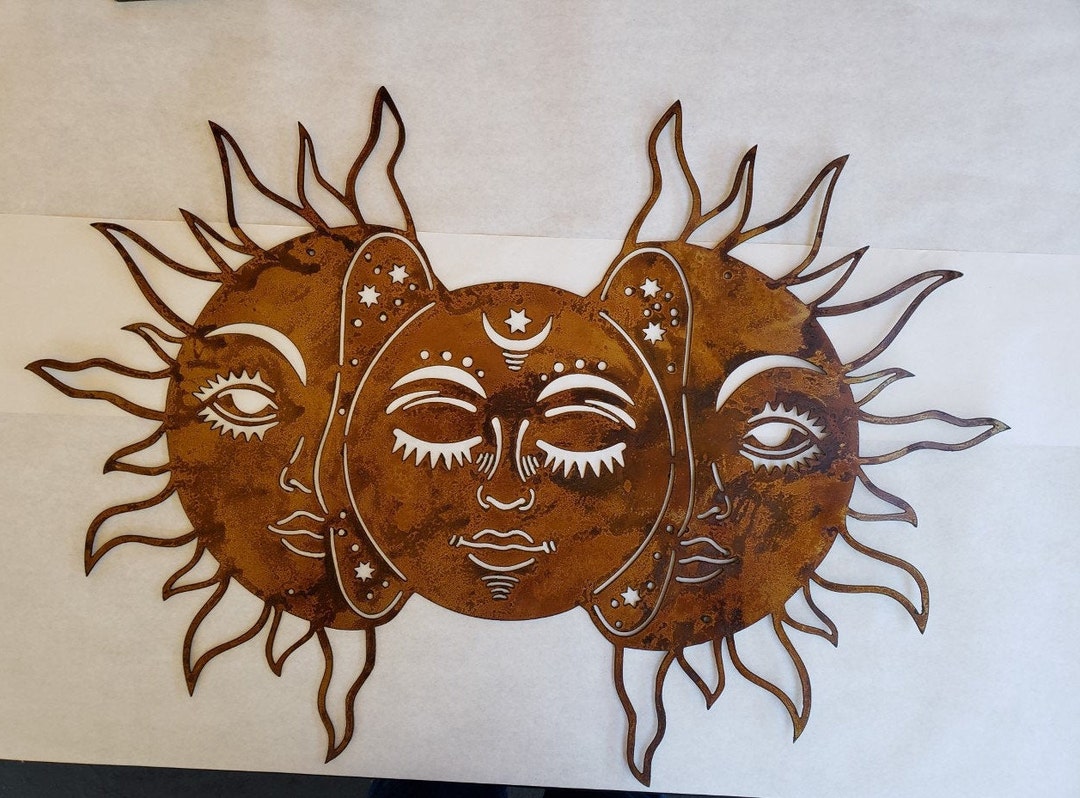 Sun & Moon Metal Wall Art – Rust Patina Steel Decor - Etsy