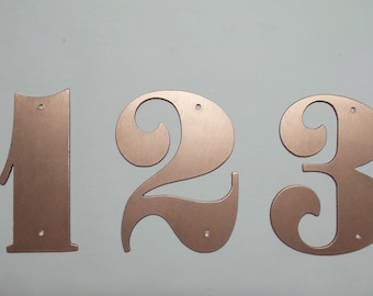 Solid Copper Address Numbers - 5, 6, or 8 Inch, Satin Finish ADF1