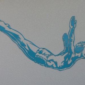 Retro Swimmer - Diver Man - Swimming Pool - Metal Sign - Retro - Mid Century Modern - Pool Decor-Swim Sign - Beach House-POWDER COATED  D39