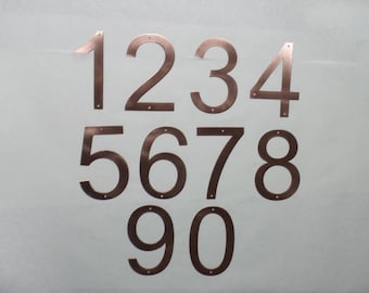 Copper Modern  Numbers - Pure Copper Numbers -  Solid Copper Numbers - Modern  Address Numbers - Copper Letters ADF15