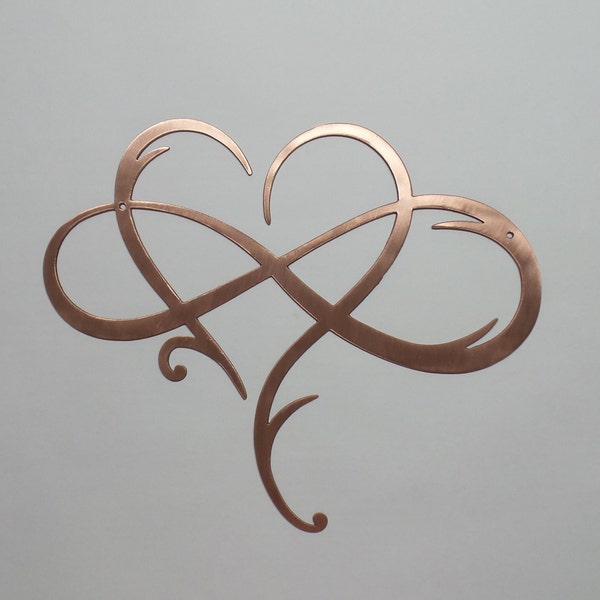 Metal Wall Art Infinity Heart Copper Metal Sign - Infinity symbol - copper wall art - Valentine's Day - Anniversary -  Solid Copper COI66