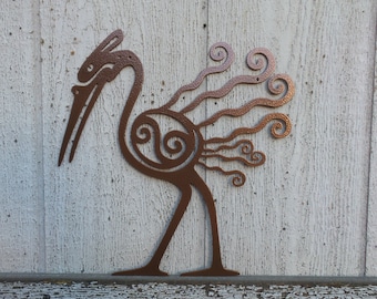 Southwestern Petroglyph Bird - Metal Wall Art, Rustic Decor I76