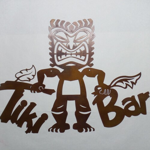 Tiki Sign Tiki Metal Sign Tiki Wall Art Rusty Patina Etsy