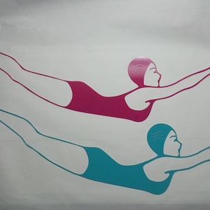 Retro Swimmer - Diver Girl - Swimming Pool - Metal Sign - Retro - Mid Century Modern - Pool Decor-Swim Sign - Beach House-POWDER COATED  D36
