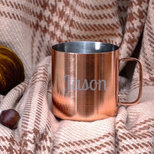 Personalized Copper Cocktail Mug, Copper Handled Mug, Personalized Copper Mule, Engraved Copper Mug, Copper Barware