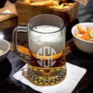 Monogrammed Beer Mug 23oz, Personalized Beer Mug, Custom Beer Mug, Glass Beer Mug, Beer Glass, Engraved Beer Mug, Custom Glass, Beer Mug