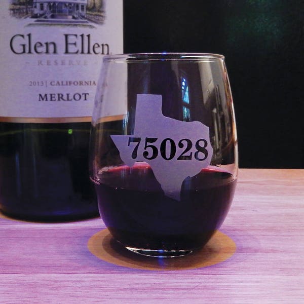 Your Own State, Zip Code Stemless Wine Glass, Personalized Wine Glass, Etched Tumbler, Stemless Glass, Stemless Wine, Zip Code, Custom Glass