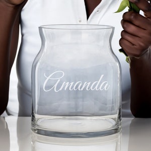 Customized Dairy Crystal Vase 9in, Monogrammed Vase, Custom Vase, Flower Vase, Decorative Vase, Engraved Vase, Gift for Her, Candle Holder
