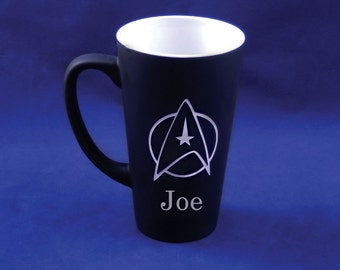 Large Black Personalized Star Trek Mug, Star Trek Mug, Star Fleet Command Mug, Custom Coffee Mug, Personalized Mug, Coffee Mug, Mug (CS036A)