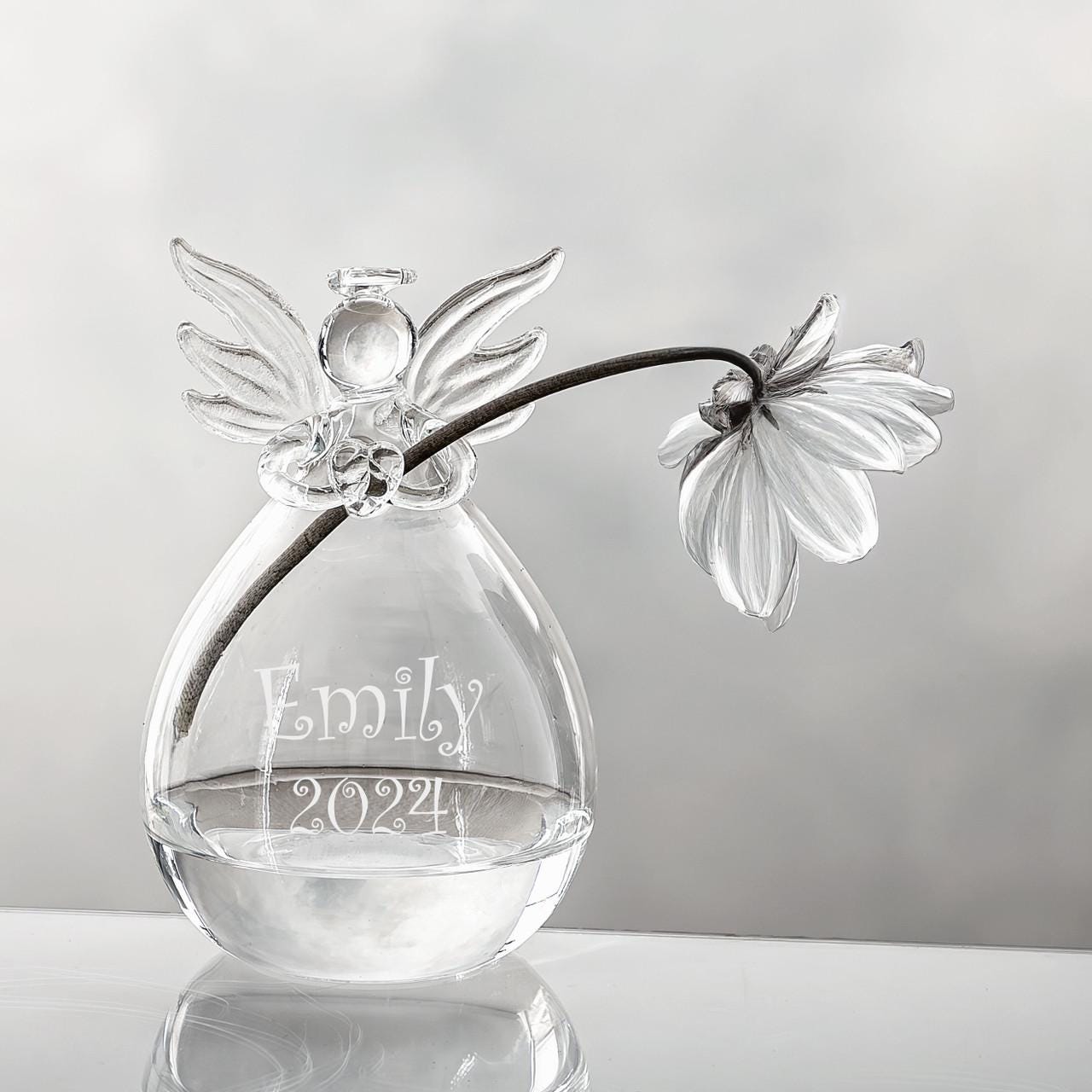 Monogrammed Angel Bud Vase