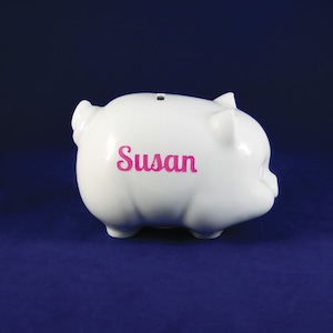 Personalized Porcelain Piggy Bank,  Ceramic Piggy Bank, Money Bank, Custom Piggy Bank, Children&#39;s Money Bank