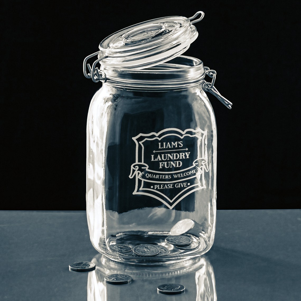 Personalized Laundry Fund Change Jar Quarters Money Jar Etsy