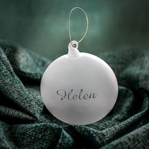 Personalized Flying Saucer Opalescent Ornament, Monogrammed Blown Glass Ornament, Frosted Christmas Gift Ornament