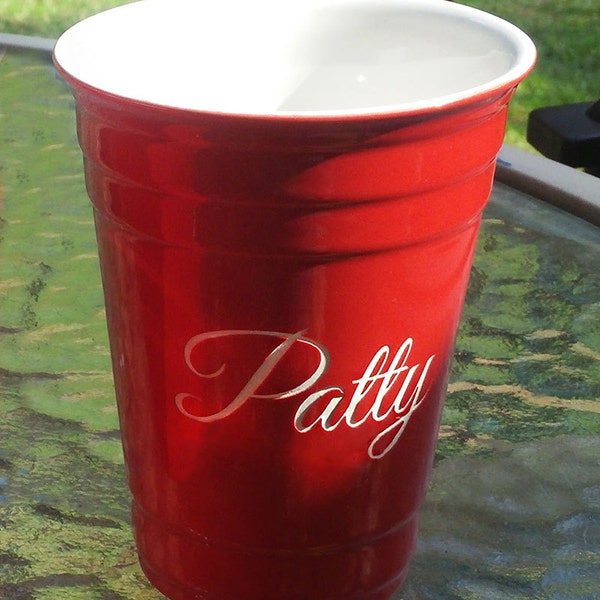 Personalized Red Uno Cup, Custom Uno Cup,  Engraved Cup,  Ceramic Uno Cup, Beer Pong Glass, Personalizable Uno Cup