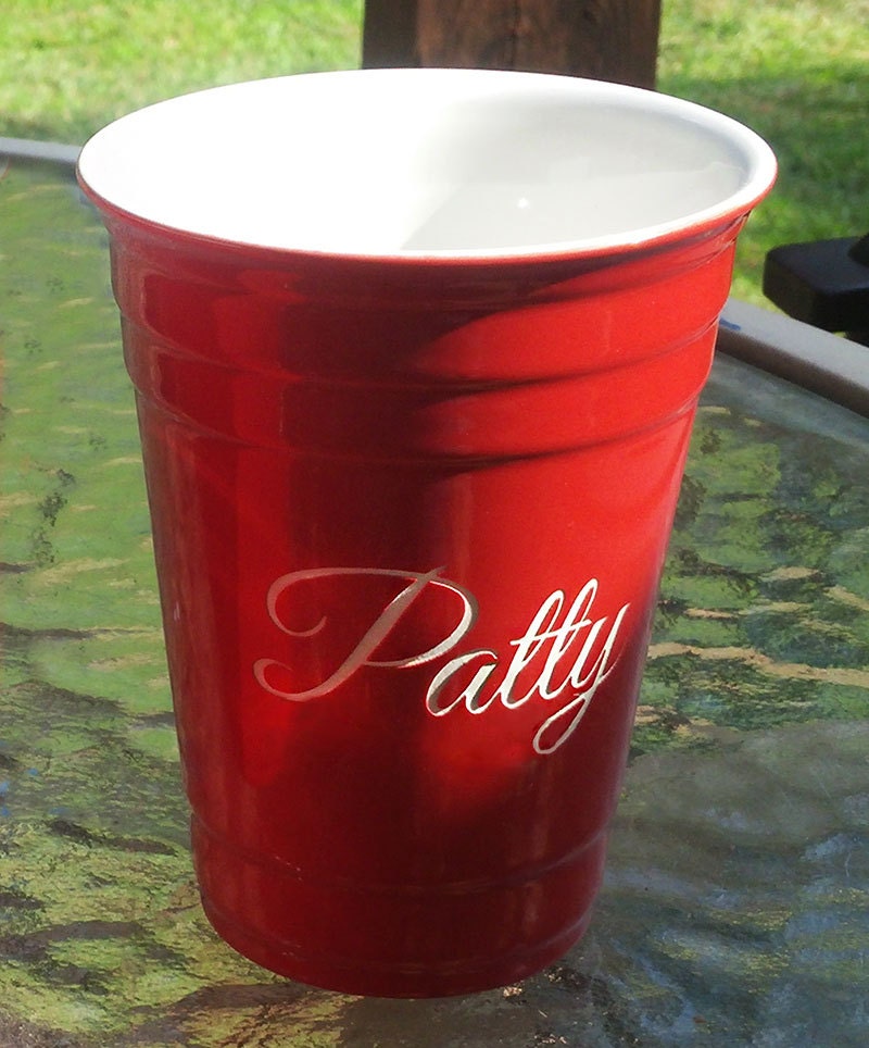 Personalized Red Solo Cup, Custom Solo Cup, Engraved Cup, Ceramic