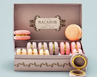 Monogrammed Macaron Trinket Box, Personalized Mini Jewelry Box