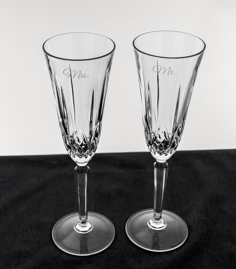 Waterford Marquis Maxwell Champagne Flutes, Waterford Monogrammed Toasting Glasses, Personalized Waterford Champagne Wedding Glasses