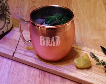 Personalized Copper Moscow Mule Mug, Copper Mug, Moscow Mule, Cocktail, Monogrammed Copper Mug, Engraved Copper, 7th Anniversary Gift