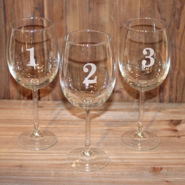 Numbered Wine Glass Set, Wine Glasses, Vino, All-Purpose Wine Glass, Stemmed Wine, Numerical Glass, Wine Set, Numbers, Housewarming (CS006)