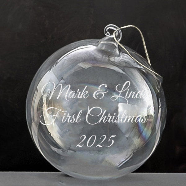 Personalized 100MM Blown Glass Ball Ornament, Christmas Ornament, Glass Orb, Holiday Ornament, Iridescent Suncatcher, Custom Gift