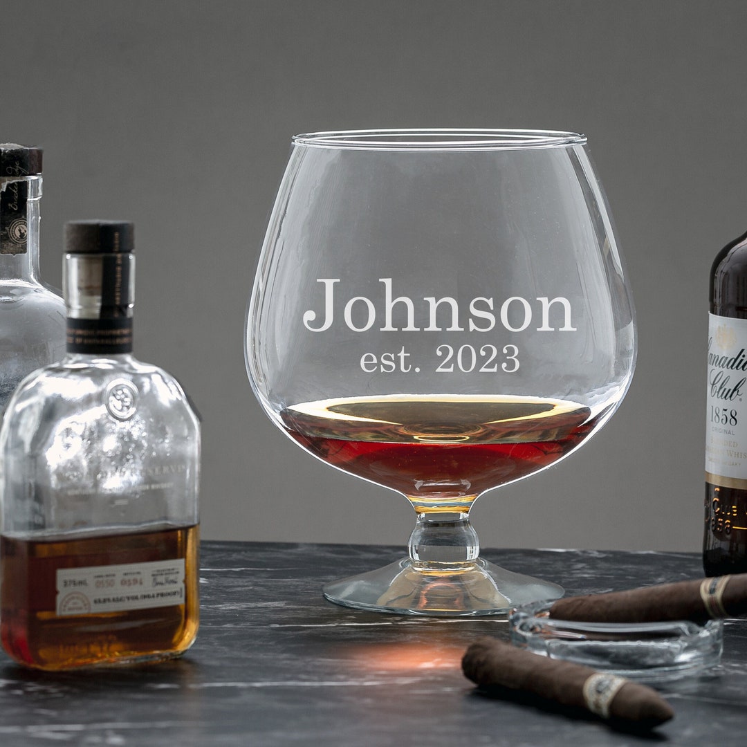 Personalized Oversized Brandy Snifter Glass, Cognac, Monogrammed