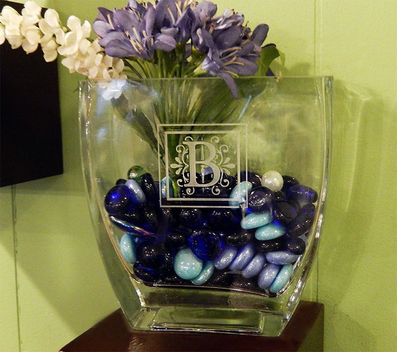 Monogrammed Ushaped Vase Flower Vase Personalized Vase Etsy