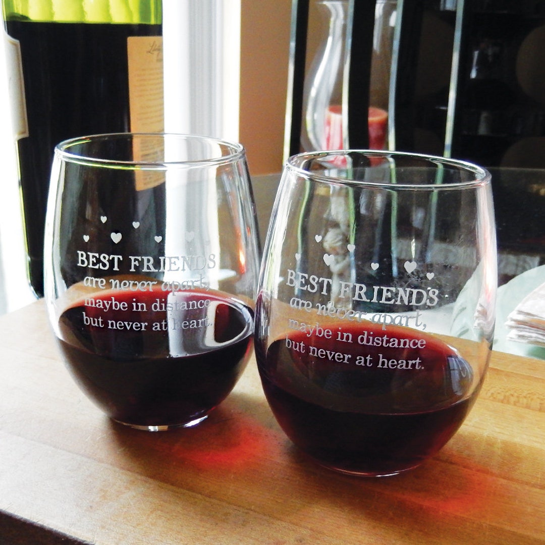 Best Friends Wine Glass Set, Gifts for Friends, Engraved Wine Glass