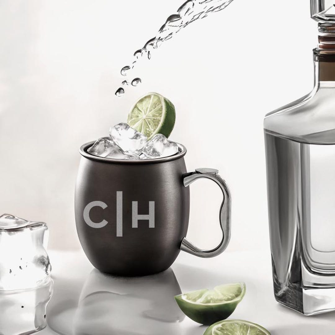 Slate Mule Slate Gray Engraved Stainless Steel Mule Mug, Moscow Mule, Cocktail ...