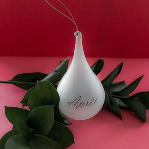 Personalized Opalescent Glass Teardrop Ornament, Frosted Blown Glass Ornament, Custom Holiday Gift