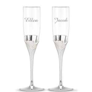Flutes, Lenox True Love Champagne, Lenox Monogrammed Glasses, Personalized True Love Champagne Wedding Glasses