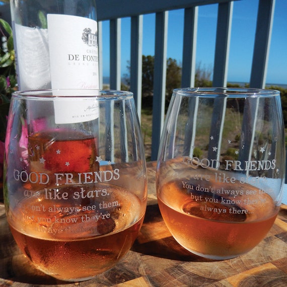 Good Friends Stemless Wine Glass Pair - The Crystal Shoppe