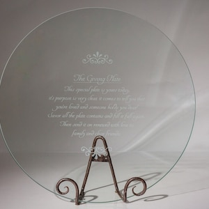Glass 16&quot; Serving Plate: The Giving Plate - Engrave Sharing Plate, Hostess Gift, Wedding Gift, Serving Plate, Etched Plate