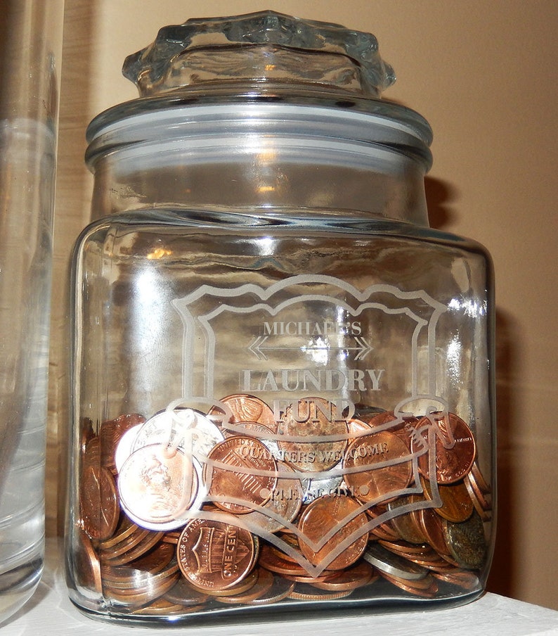 Personalized Laundry Fund Change Jar Quarters Money Jar Etsy
