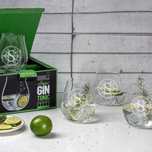 RIEDEL Gin & Tonic Stemless Glasses Set of 4, Cocktail Glasses, Personalized Wine Glass Set, Stemless Glass, Monogrammed Custom Crystal Set